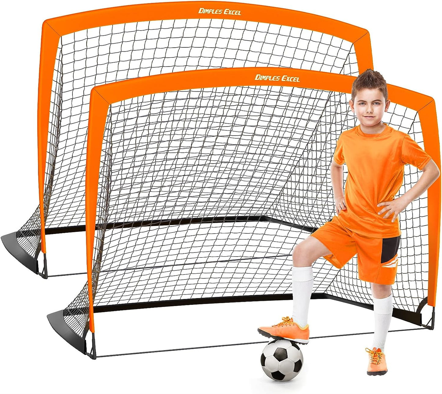 Dimples Excel Soccer Goal Soccer Net for Kids Backyard 5'x3.6', 2 Set
