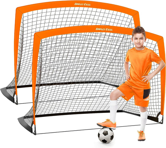 Dimples Excel Soccer Goal Soccer Net for Kids Backyard 5'x3.6', 2 Set