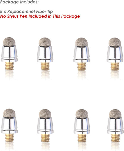 DIMPLES EXCEL Stylus Replacement Thin Fiber Tips for 7.5" Stylus Pen - 8 Pack (Replacement Tips-8 Pack)