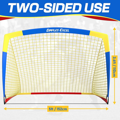 Dimples Excel Soccer Goal Soccer Net for Kids Backyard, 1 Pack (5' x 3.6', Blue+Yellow)