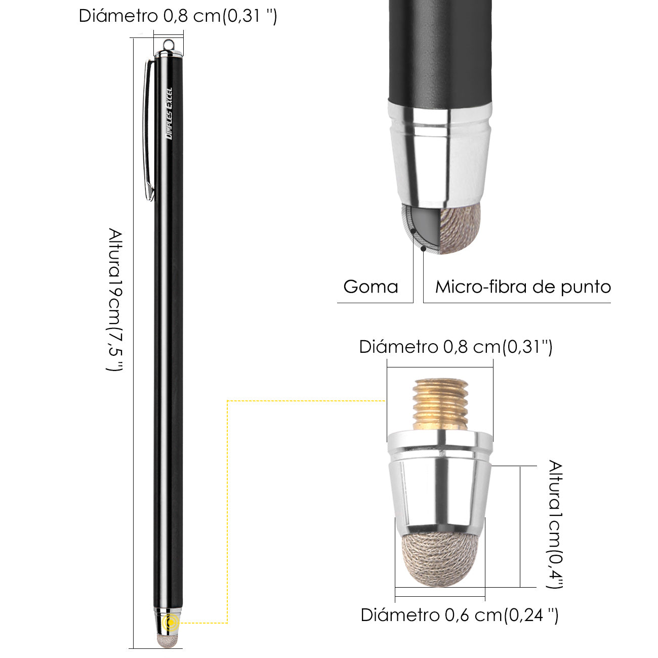 7.5" Long Stylus Digital Pens for Iphone Ipad Tablets Touch Screens