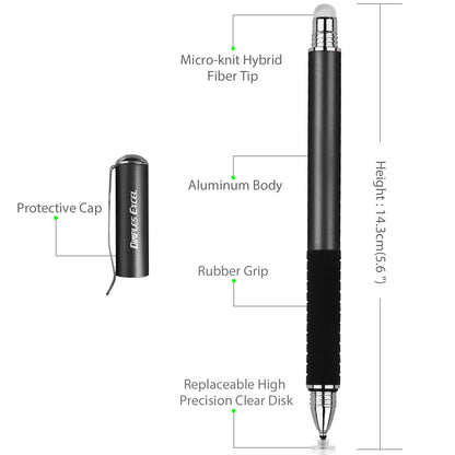 2 in 1 Silicone Disc and Fiber Tip Stylus Pens for Iphone and Ipad Tablet Touch Screens