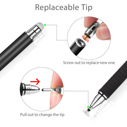 2 in 1 Silicone Disc and Fiber Tip Stylus Pens for Iphone and Ipad Tablet Touch Screens
