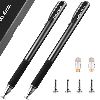 2 in 1 Silicone Disc and Fiber Tip Stylus Pens for Iphone and Ipad Tablet Touch Screens