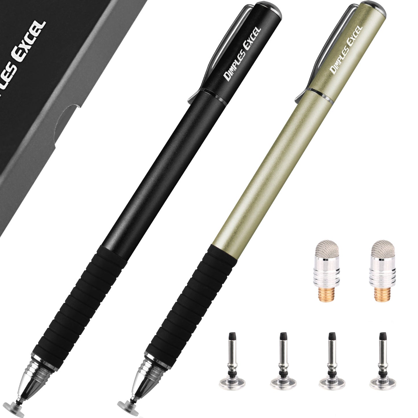 2 in 1 Silicone Disc and Fiber Tip Stylus Pens for Iphone and Ipad Tablet Touch Screens